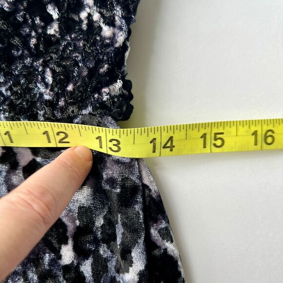 Free People Velvet Mini Dress Nightie M Gray Leopard Romantic Dark Fairycore - Picture 10 of 11